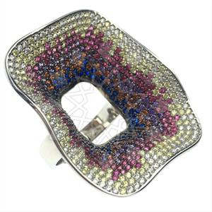 925 Sterling Silver Colorful Rainbow  Cocktail Rings