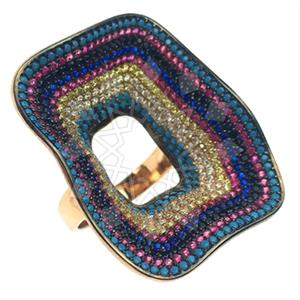 925 Sterling Silver Colorful Rainbow  Cocktail Rings