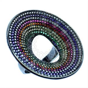 925 Sterling Silver Colorful Rainbow  Cocktail Rings