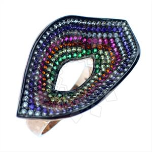 925 Sterling Silver Colorful Rainbow  Cocktail Rings