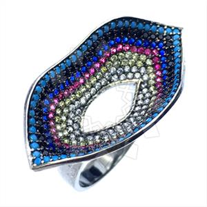 925 Sterling Silver Colorful Rainbow  Cocktail Rings