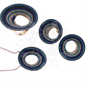 925 Sterling Silver Colorful Rainbow  Ring Earring Necklace Sets