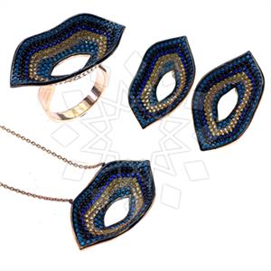 925 Sterling Silver Colorful Rainbow  Ring Earring Necklace Sets