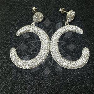 925 Sterling Silver Gem and Crystals Single Drop Earrings