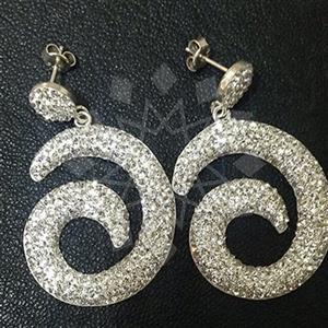 925 Sterling Silver Gem and Crystals Single Drop Earrings