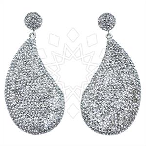 925 Sterling Silver Gem and Crystals Single Drop Earrings