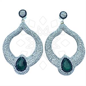 925 Sterling Silver Gem and Crystals Statement Earring
