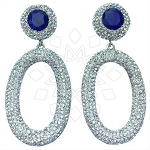 925 Sterling Silver Gem and Crystals Dangle Earrings