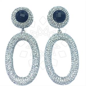 925 Sterling Silver Gem and Crystals Dangle Earrings