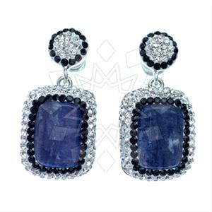 925 Sterling Silver Gem and Crystals Single Drop Earrings