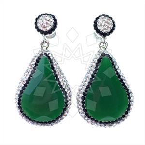 925 Sterling Silver Gem and Crystals Single Drop Earrings