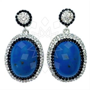 925 Sterling Silver Gem and Crystals Single Drop Earrings