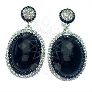 925 Sterling Silver Gem and Crystals Single Drop Earrings