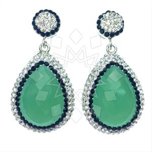 925 Sterling Silver Gem and Crystals Single Drop Earrings