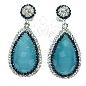925 Sterling Silver Gem and Crystals Single Drop Earrings
