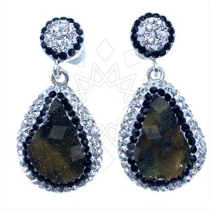 925 Sterling Silver Gem and Crystals Single Drop Earrings