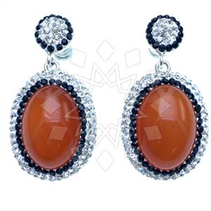 925 Sterling Silver Gem and Crystals Single Drop Earrings
