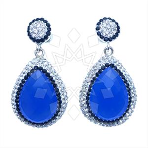 925 Sterling Silver Gem and Crystals Single Drop Earrings