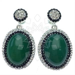 925 Sterling Silver Gem and Crystals Single Drop Earrings