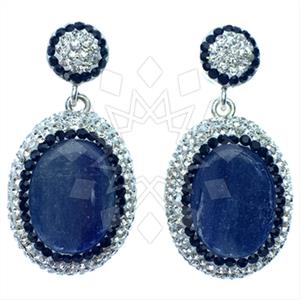 925 Sterling Silver Gem and Crystals Single Drop Earrings