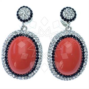 925 Sterling Silver Gem and Crystals Single Drop Earrings