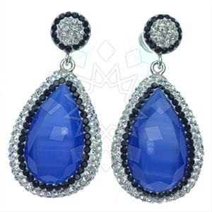925 Sterling Silver Gem and Crystals Single Drop Earrings