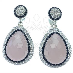 925 Sterling Silver Gem and Crystals Single Drop Earrings