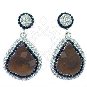 925 Sterling Silver Gem and Crystals Single Drop Earrings