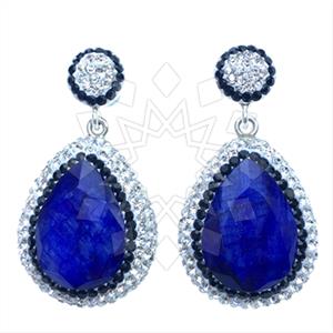 925 Sterling Silver Gem and Crystals Single Drop Earrings