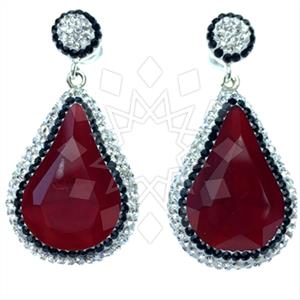 925 Sterling Silver Gem and Crystals Single Drop Earrings