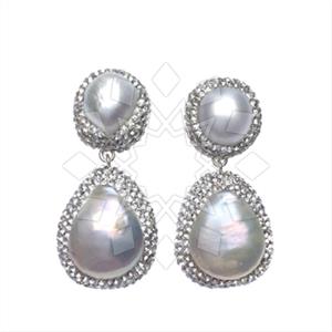 925 Sterling Silver Gem and Crystals Double Drop Earrings