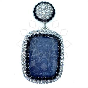 925 Sterling Silver Gem and Crystals Single Drop Gem Pendant