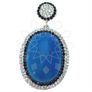 925 Sterling Silver Gem and Crystals Single Drop Gem Pendant