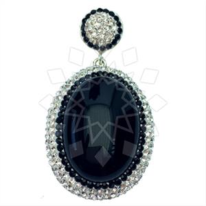 925 Sterling Silver Gem and Crystals Single Drop Gem Pendant