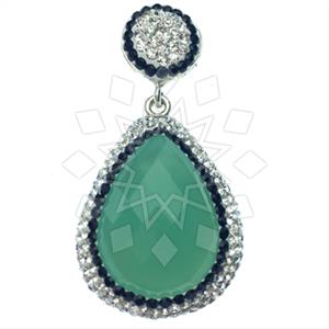 925 Sterling Silver Gem and Crystals Single Drop Gem Pendant