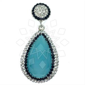 925 Sterling Silver Gem and Crystals Single Drop Gem Pendant