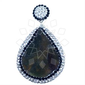 925 Sterling Silver Gem and Crystals Single Drop Gem Pendant