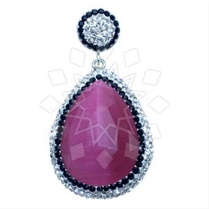 925 Sterling Silver Gem and Crystals Single Drop Gem Pendant