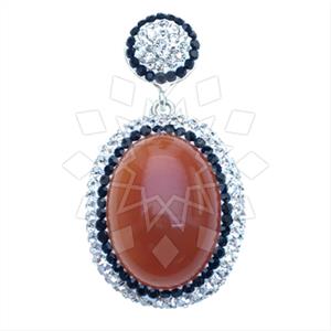 925 Sterling Silver Gem and Crystals Single Drop Gem Pendant