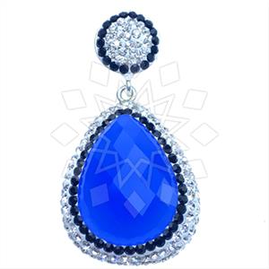 925 Sterling Silver Gem and Crystals Single Drop Gem Pendant