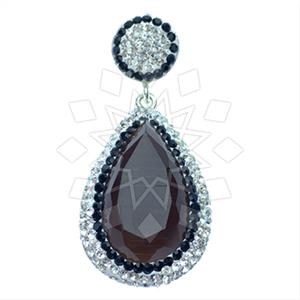925 Sterling Silver Gem and Crystals Single Drop Gem Pendant