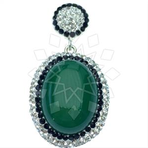 925 Sterling Silver Gem and Crystals Single Drop Gem Pendant