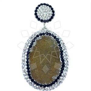 925 Sterling Silver Gem and Crystals Single Drop Gem Pendant