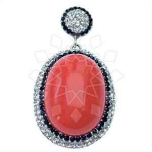 925 Sterling Silver Gem and Crystals Single Drop Gem Pendant