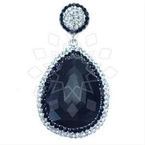 925 Sterling Silver Gem and Crystals Single Drop Gem Pendant