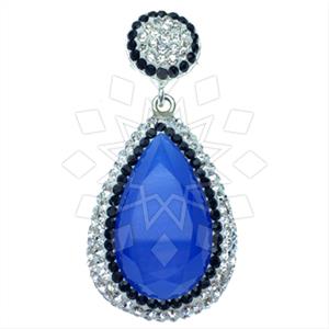 925 Sterling Silver Gem and Crystals Single Drop Gem Pendant