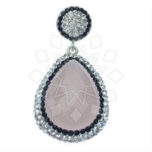 925 Sterling Silver Gem and Crystals Single Drop Gem Pendant