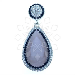 925 Sterling Silver Gem and Crystals Single Drop Gem Pendant