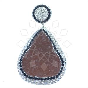 925 Sterling Silver Gem and Crystals Single Drop Gem Pendant