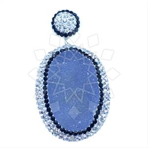 925 Sterling Silver Gem and Crystals Single Drop Gem Pendant